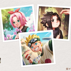 Anime Cute Ninja Square Art Print, Shinobi Anime Art Print, Anime Small Print, Anime Postcard, Artystyczny, Słodki, Fajna Sztuka | artofcham