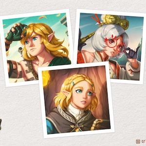 Anime Legend of Zelda TOTK Square Art Print, Anime Kleindruck, Anime Postkarte, künstlerisch, niedlich, coole Kunst | artofcham