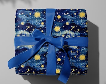 Van Gogh Starry Night Wrapping Paper, Art Gift Wrap