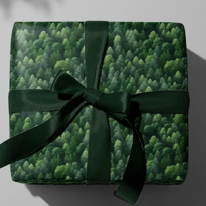 Evergreen Forest Wrapping Paper, Nature Christmas Gift Wrap, Outdoorsy Camping Wrapping Sheets