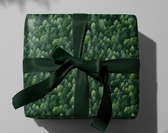 Papier pakowy Evergreen Forest, naturalny papier do pakowania prezentów świątecznych, arkusze do pakowania na kemping Outdoorsy