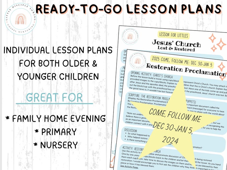 Come Follow Me 2025|dec 30-jan 5| Restoration Proclamation Lesson ...