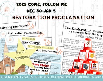 Come Follow Me 2025|Dec 30-Jan 5| Restoration Proclamation Lesson/Activities|D&C|Church of Jesus Christ|Joseph Smith|Primary|FHE|LDS