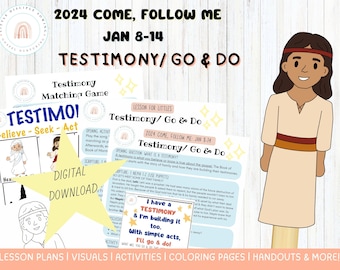 Come Follow Me 2024| Jan 8-14| Testimony Lesson & Activities| I will go and do| Nephi| Lehi| Book of Mormon| Family| Primary| Nursery| LDS