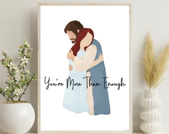 More Than Enough| RED Hair FAIR Skintone| Christ Hugging Woman| Gift for Women| Mother’s Day| Birthday| Missionary| Ministering| Wall art