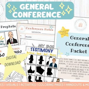 General Conference Activity Packet |Primary| LDS| Kids| Bingo Cards| Notes Pages| Matching Games| Coloring Pages| Church of Jesus Christ