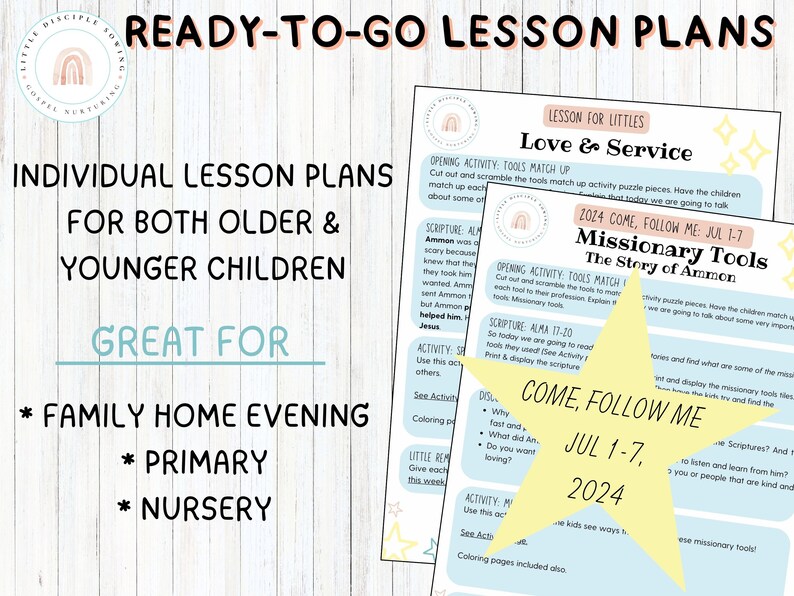 Come Follow Me 2024|july 1-7|missionary Tools Lesson & Activities|ammon ...