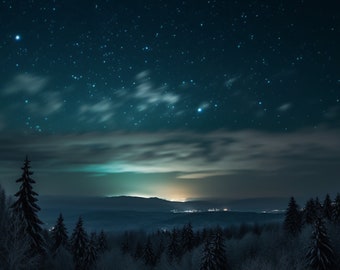 Night Sky | Digital Art | AI Generated |AI Art | Downloadable | Printable | Relax |