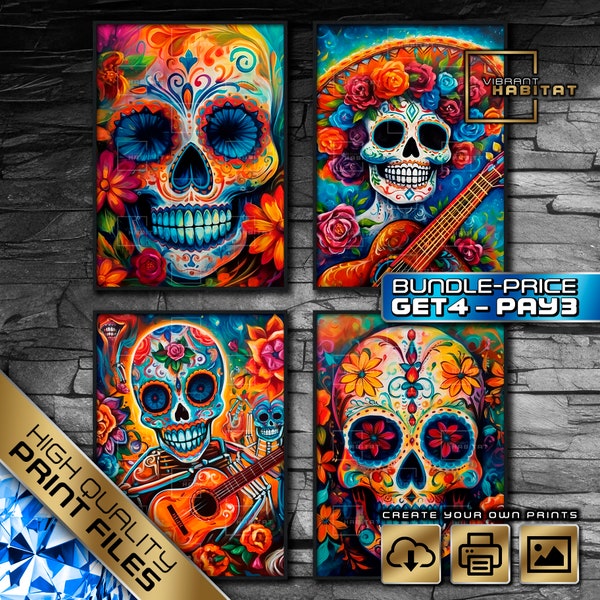 Dia De Los Muertos Poster BUNDLE, catrina, calavera, sugar skull, day of the dead, latin american art, mexican art