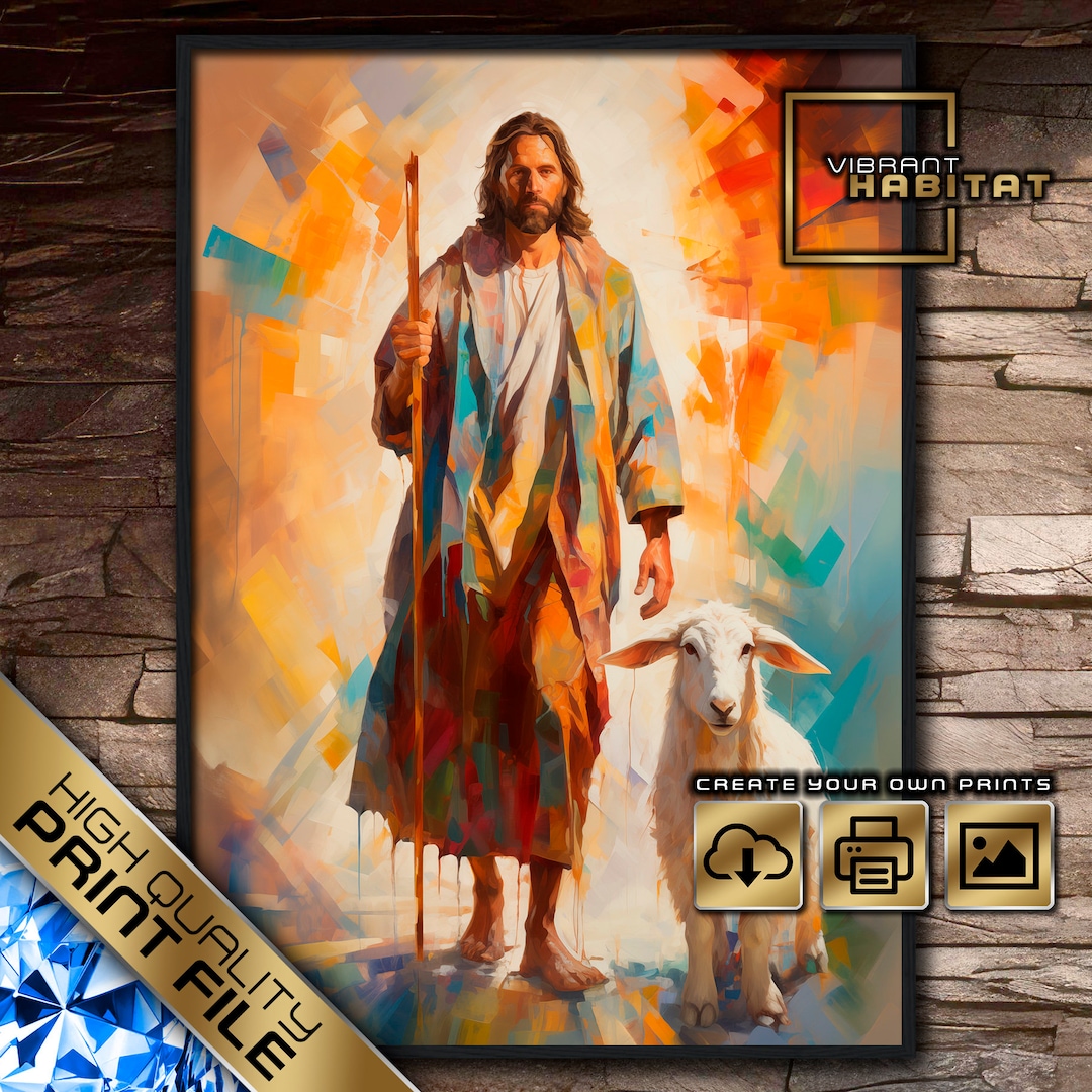 Modern Jesus Poster, Jesus Painting, Jesus Portrait, Christian Wall Art, Christian Gift