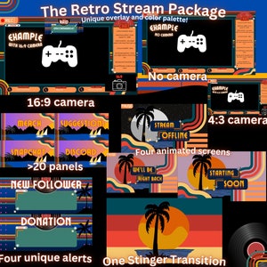Retro Beach Aesthetic Animated Twitch Stream Package | Sunset Cozy Fun Cool Easy To Use Clean Simple Detailed Record