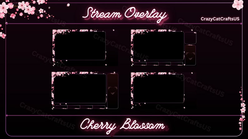Pink Cherry Blossom Twitch Stream Overlay Package (PNG) - Etsy