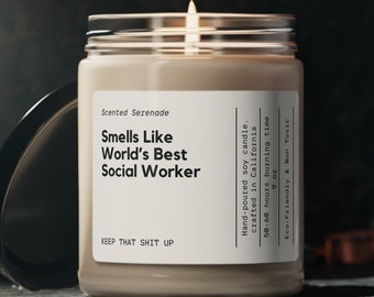 World's Best Social Worker Candle, MSW Graduation, LCSW Graduation Gift, Gift for Social Worker Appreciation Gift