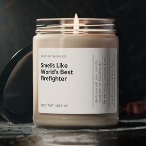 Smells Like World's Best Firefighter Soy Candle, Ecofriendly Candle 9oz