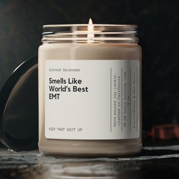 Smells Like World's Best EMT Candle, Gifts for EMT Gifts, Emergency Medical Technician Gift