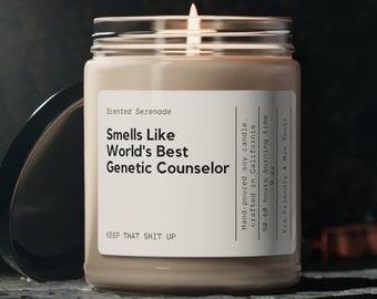 Smells Like World's Best Genetic Counselor Soy Candle, Gift for Genetic Counselor Ecofriendly Candle 9oz