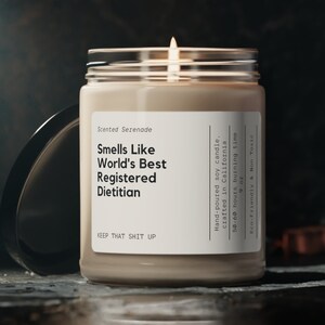 Smells Like World's Best Registered Dietitian Soy Candle, Gift for Dietitian, Dietitian Gift Ecofriendly Candle 9oz