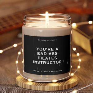 Bad Ass Pilates Instructor Candle, Pilates Instructor Gift, Pilates Instructor Birthday Gift, Fitness Trainer Gift, Soy Candle image 1
