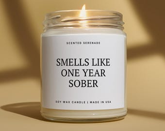 One Year Sober Candle, Sobriety Gift, 1 Year Sober,  Sober Anniversary