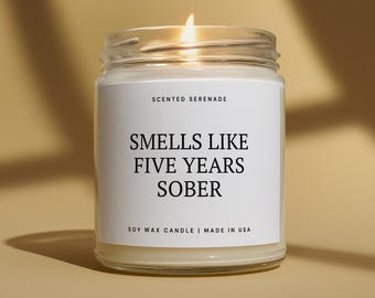 Five Years Sober Candle, Sobriety Gifts, 5 Years Sober Anniversary