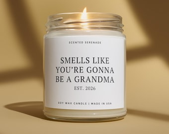 First Time Grandma Baby Announcement Candle, New Grandma Gift, Promoted to Grandma Pregnancy Reveal Gift for New Grandmother Gift