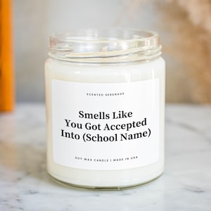 Custom College Acceptance Candle, Custom University Candle, Acceptance Letter Gift, College Admissions Gift, College, College Announcement