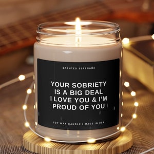 Sobriety Candle, Sobriety Gift, Sober Anniversary Gift, 1 Year Sober Gift, 5 years Sober Gift, 10 Years Sober Gift, Sober Gift