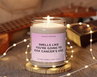 Kick Cancers Ass Candle, Cancer Survivor Gift, Cancer Awareness Month, Cancer Patient Gift, Cancer Warrior Gift, Breast Cancer Gift