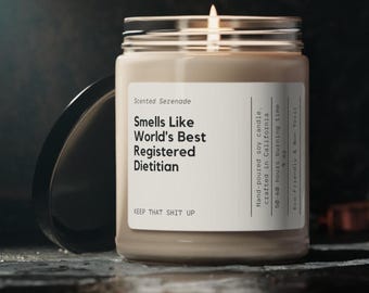 World's Best Registered Dietitian Candle, Gift for Dietitian, Dietitian Graduation Gifts