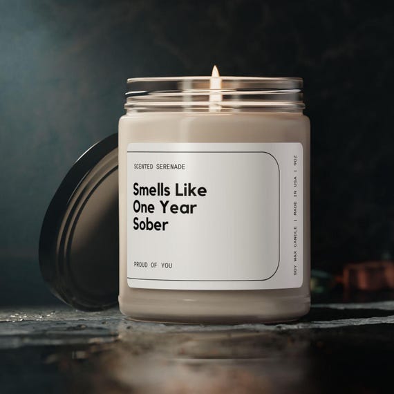 One Year Sober Candle, Sobriety Gift, 1 Year Sober,  Sober Anniversary