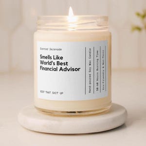 Vela divertida de asesor financiero, regalo de asesor financiero, regalo de analista financiero, decoración de oficina de asesor financiero