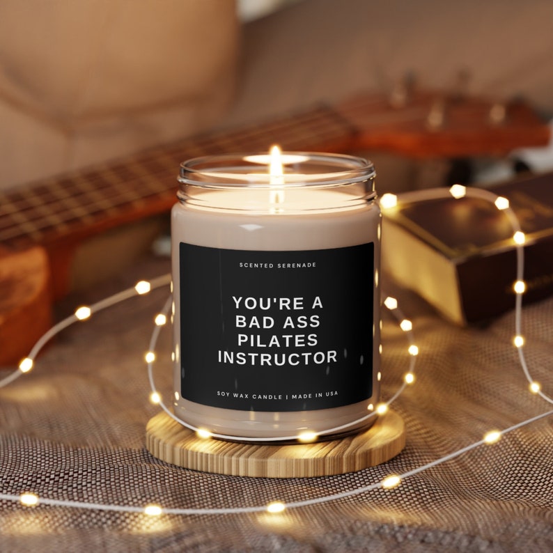 Bad Ass Pilates Instructor Candle, Pilates Instructor Gift, Pilates Instructor Birthday Gift, Fitness Trainer Gift, Soy Candle image 1