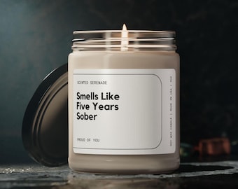 Five Years Sober Candle, Sobriety Gifts, 5 Years Sober Anniversary