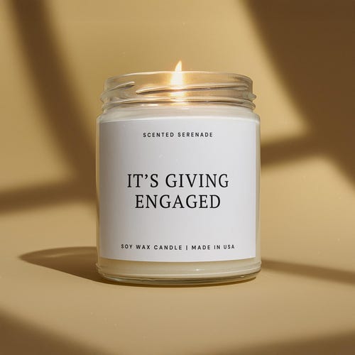 It's Giving Engaged Candle, Engagement Gift Proposal Gift Friend Engaged Happy Engagement Bridal Shower Gift