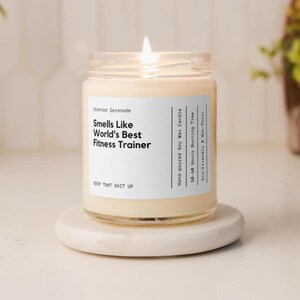 World's Best Fitness Trainer Candle, Fitness Trainer Gift, Gift for Personal Trainer Gift, Fitness Coach Gift, Ecofriendly Candle image 1