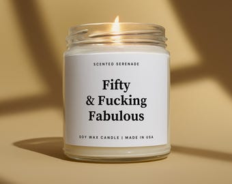 Funny 50th Birthday Candle, Fifty & Fabulous, BFF Birthday Gift