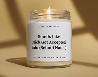 Custom College Acceptance Candle, Acceptance Letter Gift