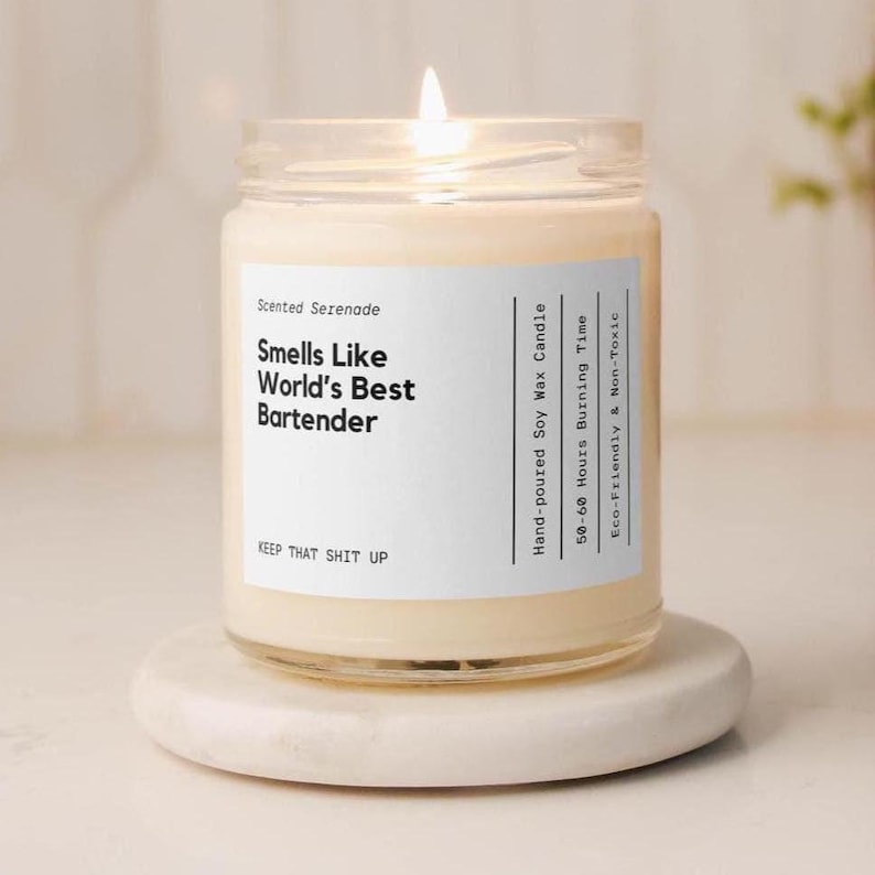 Funny Bartender Candle, Bartender Gift, Gift for Bartender, Bartender Appreciation, Bartending School, New Bartender, World's Best Bartender image 1