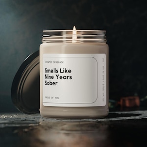 Nine Years Sober Candle, Sobriety Gifts, 9 Years Sober Anniversary