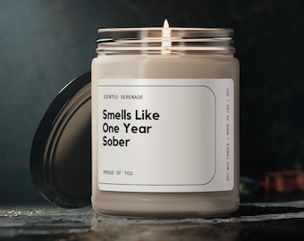 One Year Sober Candle, Sobriety Gift, 1 Year Sober,  Sober Anniversary