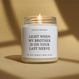 Funny Sister in Law Candle, Sister in Law Wedding Gift, Sister-In-Law Birthday Gift, Light When My Brother Is On Your Last Nerve