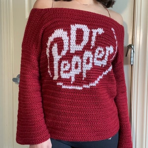 Patrón de suéter de ganchillo Dr. Pepper
