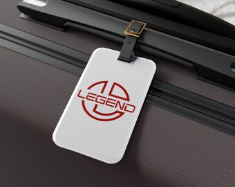 Legend Travel Luggage Tag - Red & White,  Leather Strap