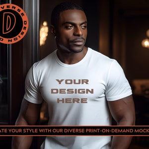 Inclusive Mockup Featuring Black Male Model in White Tee