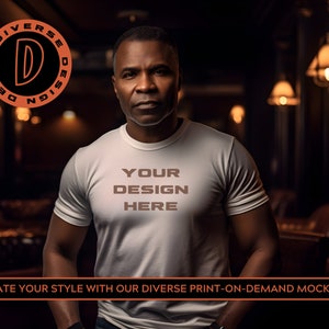 Inclusive Mockup Featuring Black Male Model in White Tee