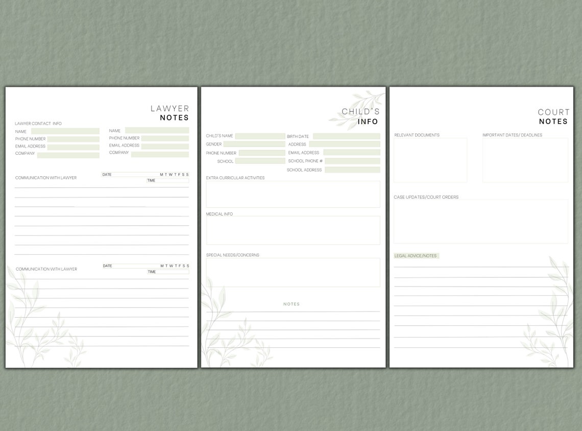 Custody Binder Custody Planner Child Custody Binder Printable PDF - Etsy