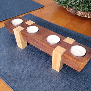 Castiçal Tealight de madeira moderna para fazenda