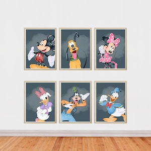 Mickey Mouse Wall Art Decor for Playroom Mickey Mouse Poster for Kids Printable Wall Art Nursery Prints with Mickey and Friends Art Prints
