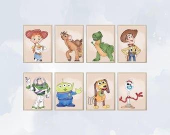 Toy Story Wall Art Prints for Kids Room Wall Decor for Boys Room Toy Story Art for Kids Decor Wall Art Set Prints Boys Nursery Room