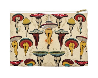 Mushroom butts canvas travel bag